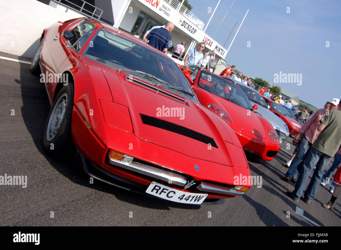 Classic super cars at a Goodwood Breakfast club meet, Maserati Urraco Stock Photo