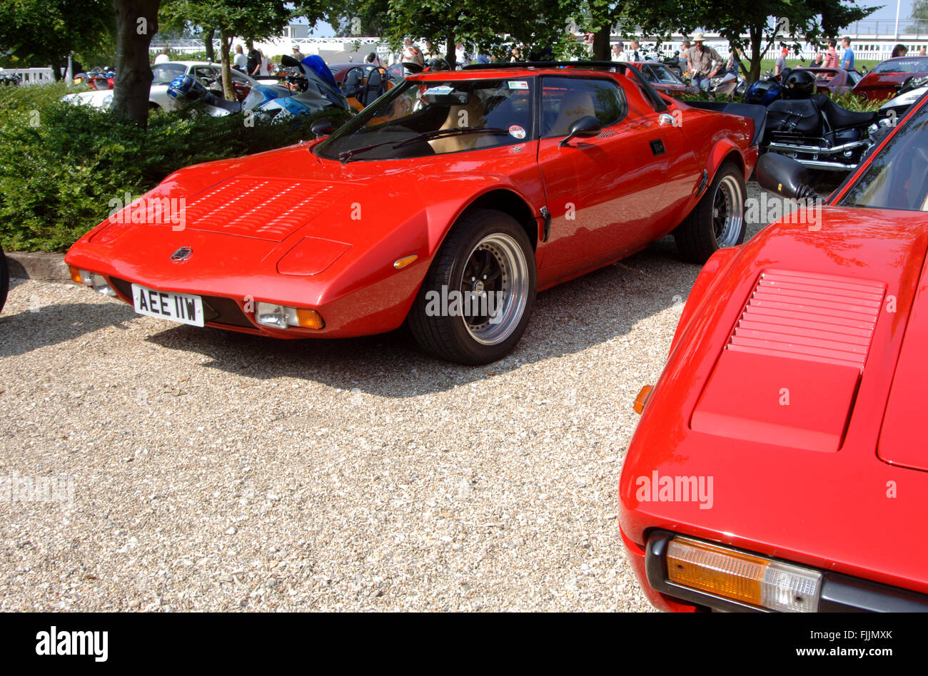 Classic super cars at a Goodwood Breakfast club meet, Lancia Stratos Stock Photo