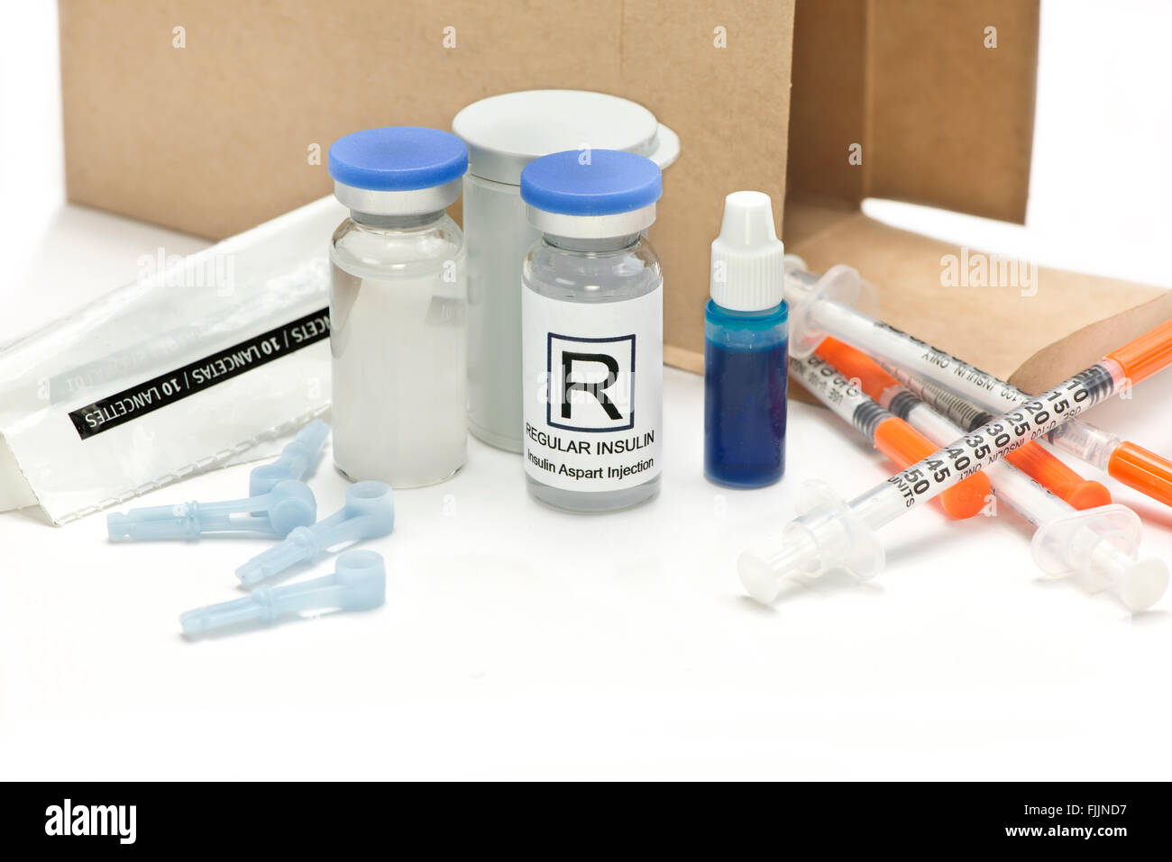 Mail order diabetic supplies and medications. Labels are fictitious and