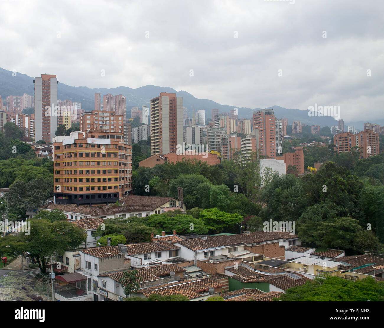 Spectacular panorama of modern South American city Medellin, Colombia Stock Photo