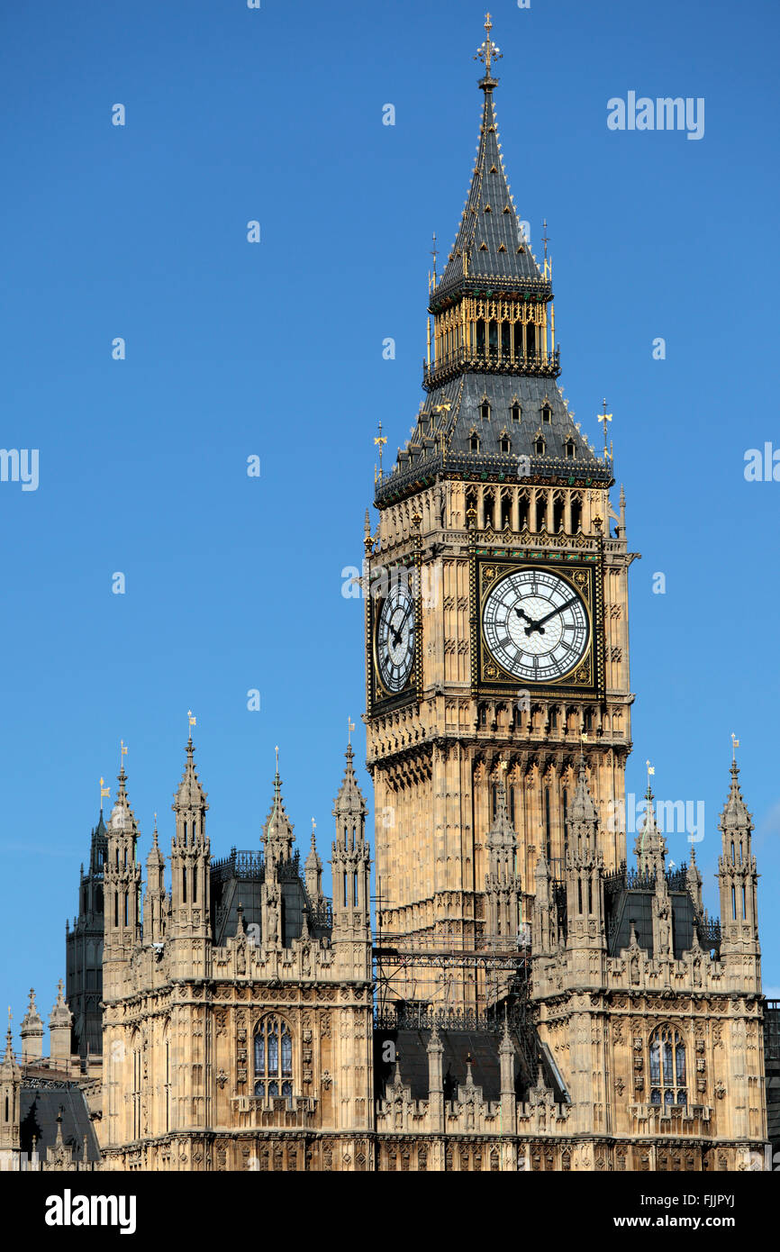 UK Houses of Parliament with Big Ben clock tower. Stock Photo