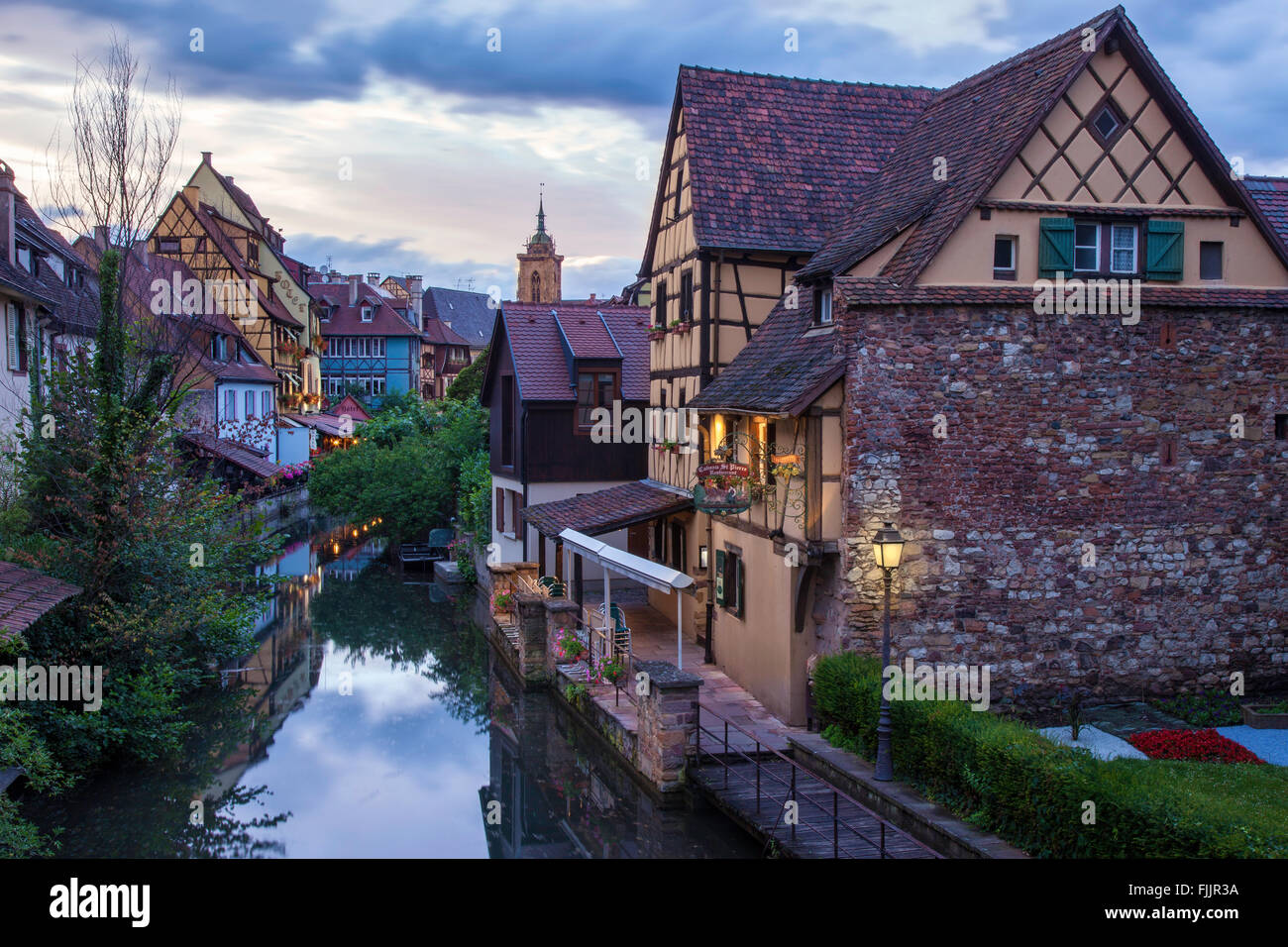 Buildings and canal of Little Venice (Petit Venise), Colmar, Alsace, France Stock Photo