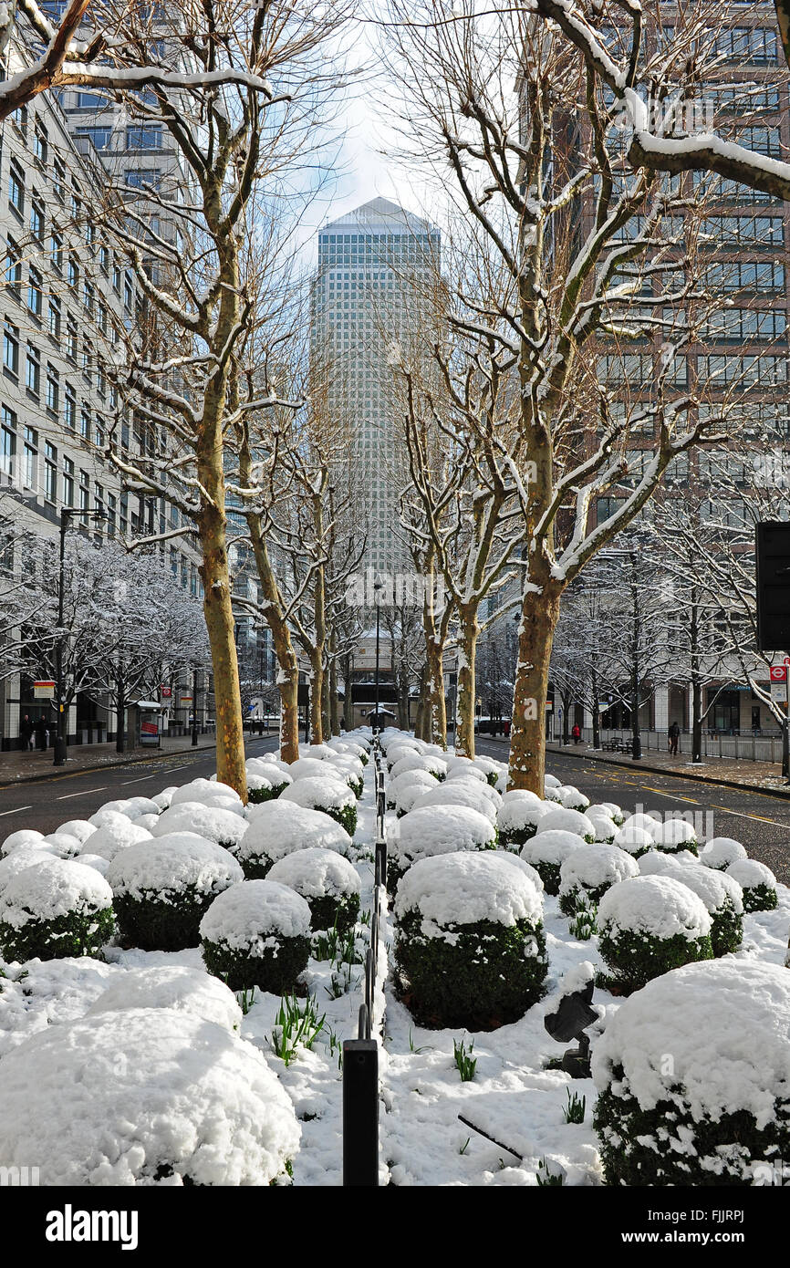 Canary Wharf In Winter, London, UK Stock Photo