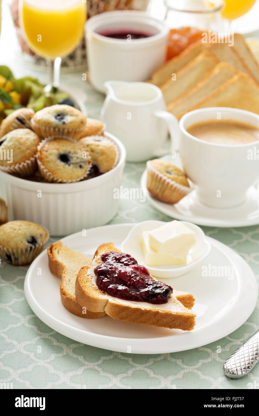 Continental breakfast table setting hotel hires stock photography and