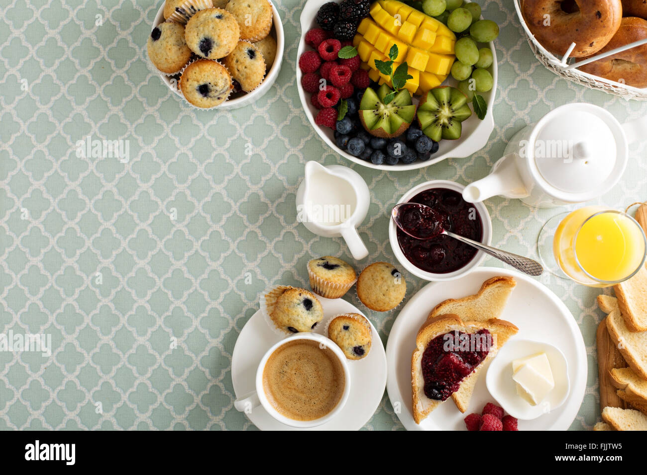 Continental breakfast table setting hotel hires stock photography and