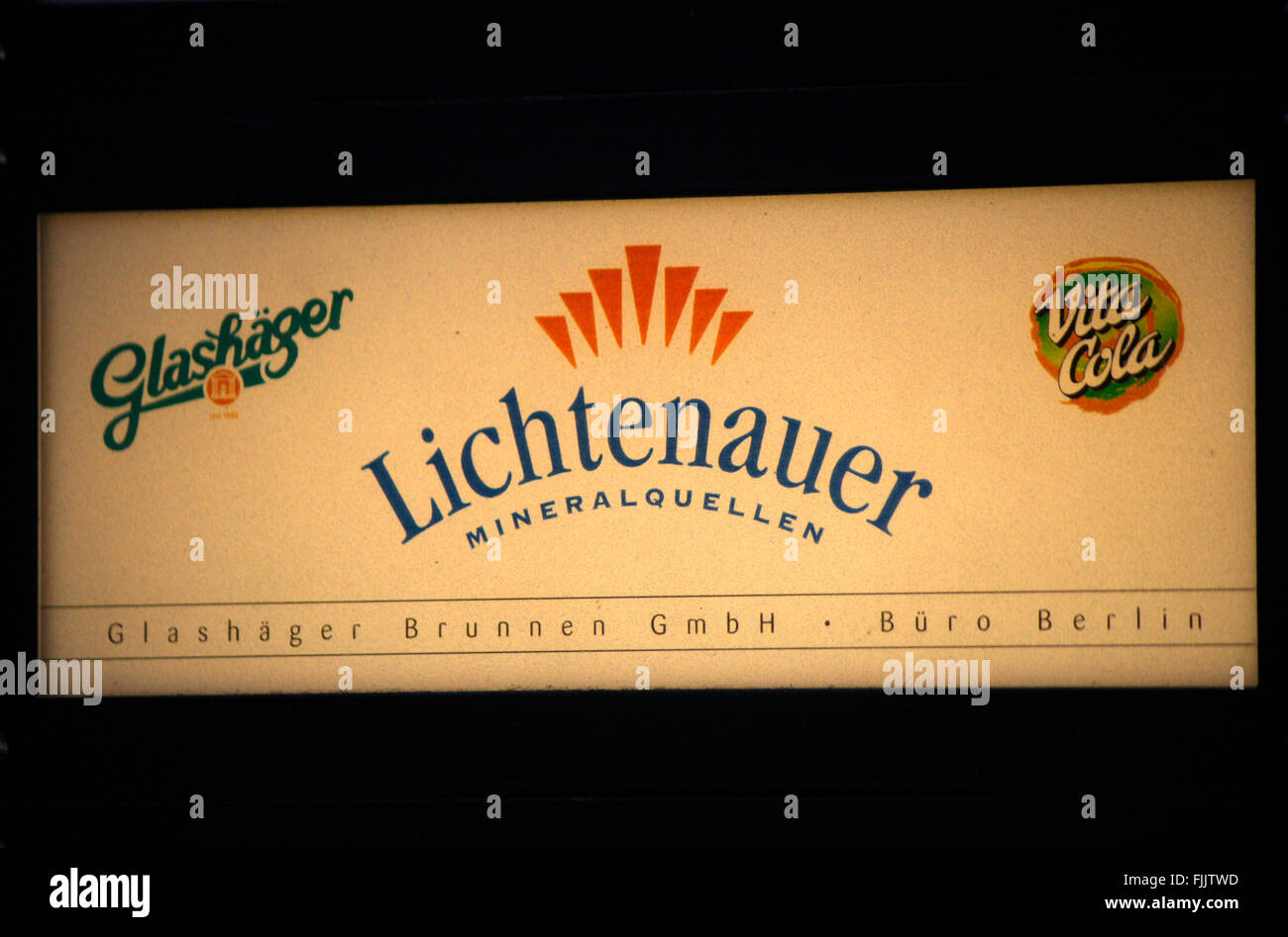Markenname: 'Glashaeger', 'Lichtenauer Mineralquellen' und 'Vita Cola', Berlin. Stock Photo
