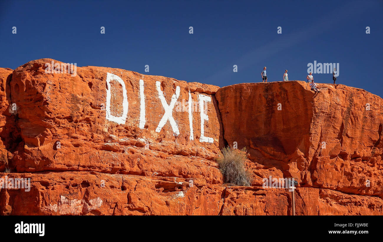 Tourists over look the town of St. Utah from Dixie Rock aka