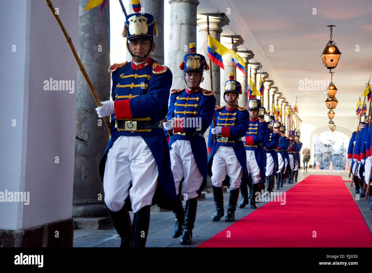 Palace Guard at the Presidential Palace in Quito, Ecuador Stock Photo