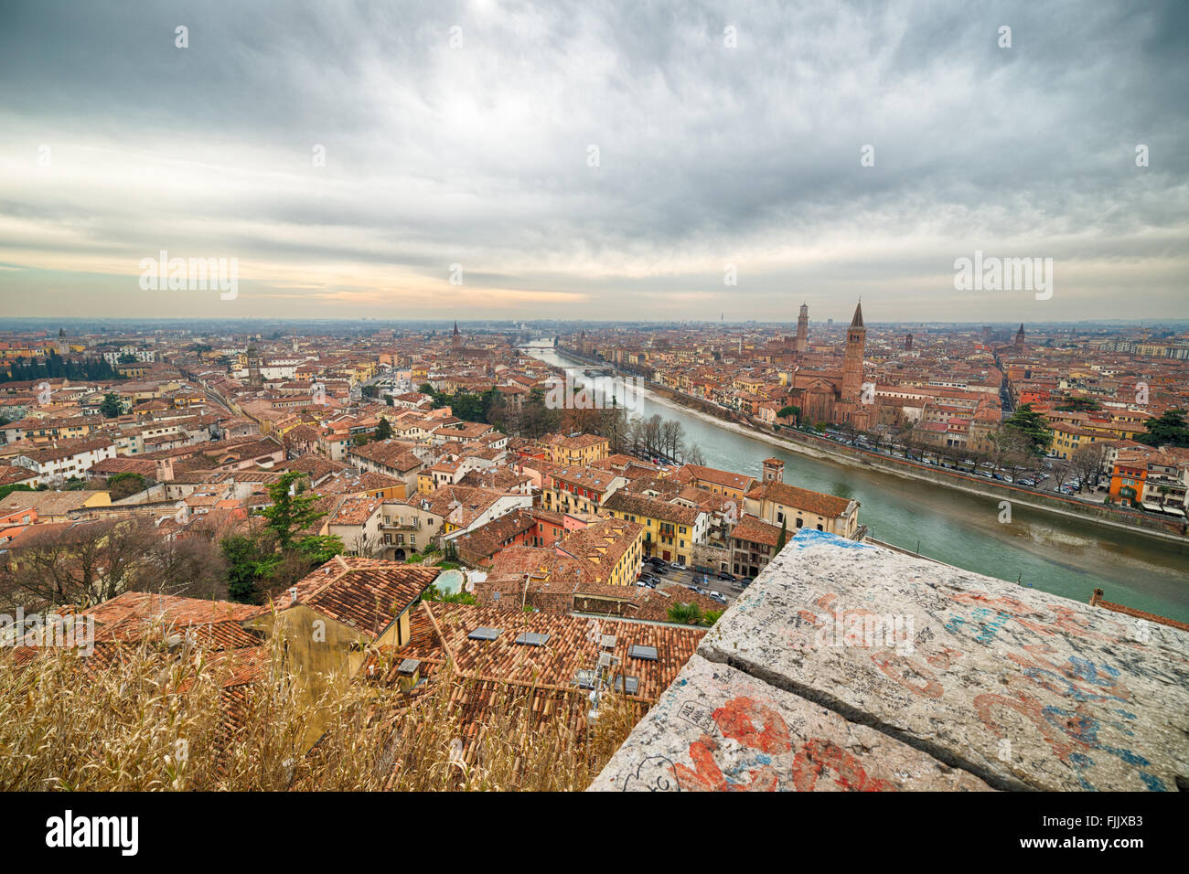 windowsill of Verona, city of lovers Stock Photo