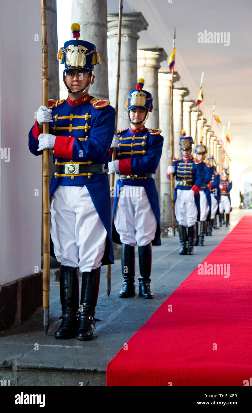 Palace Guard at the Presidential Palace in Quito, Ecuador Stock Photo