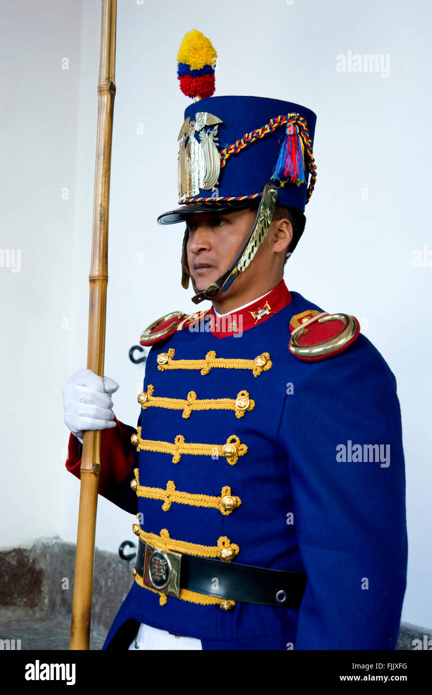 Palace Guard at the Presidential Palace in Quito, Ecuador Stock Photo