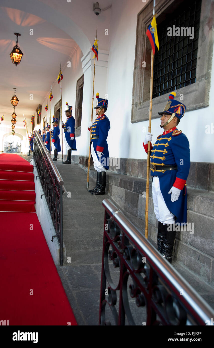 Palace Guard at the Presidential Palace in Quito, Ecuador Stock Photo