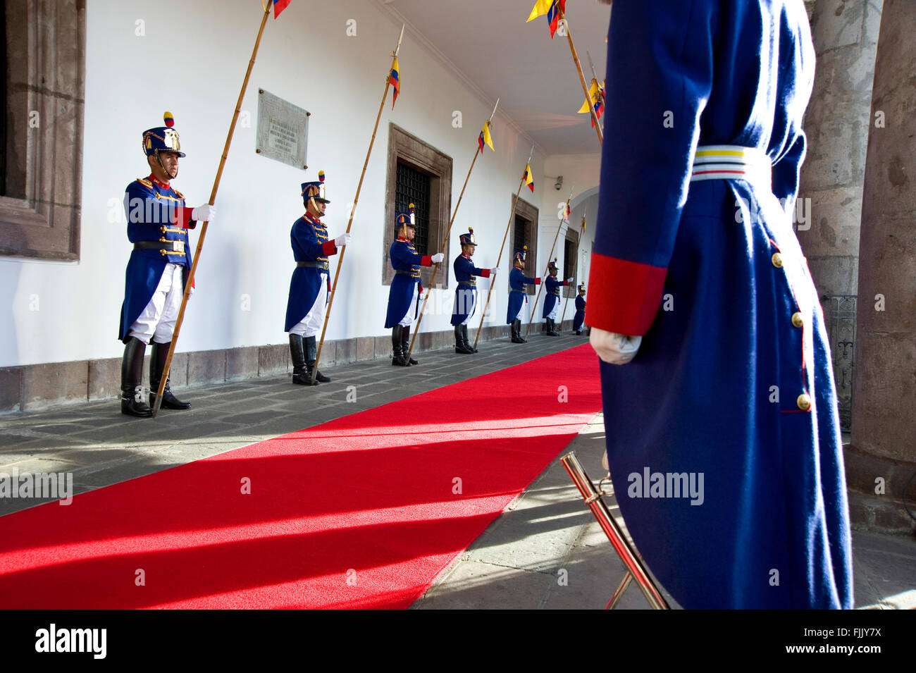 Palace Guard at the Presidential Palace in Quito, Ecuador Stock Photo