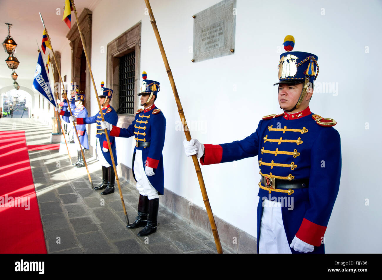 Palace Guard at the Presidential Palace in Quito, Ecuador Stock Photo