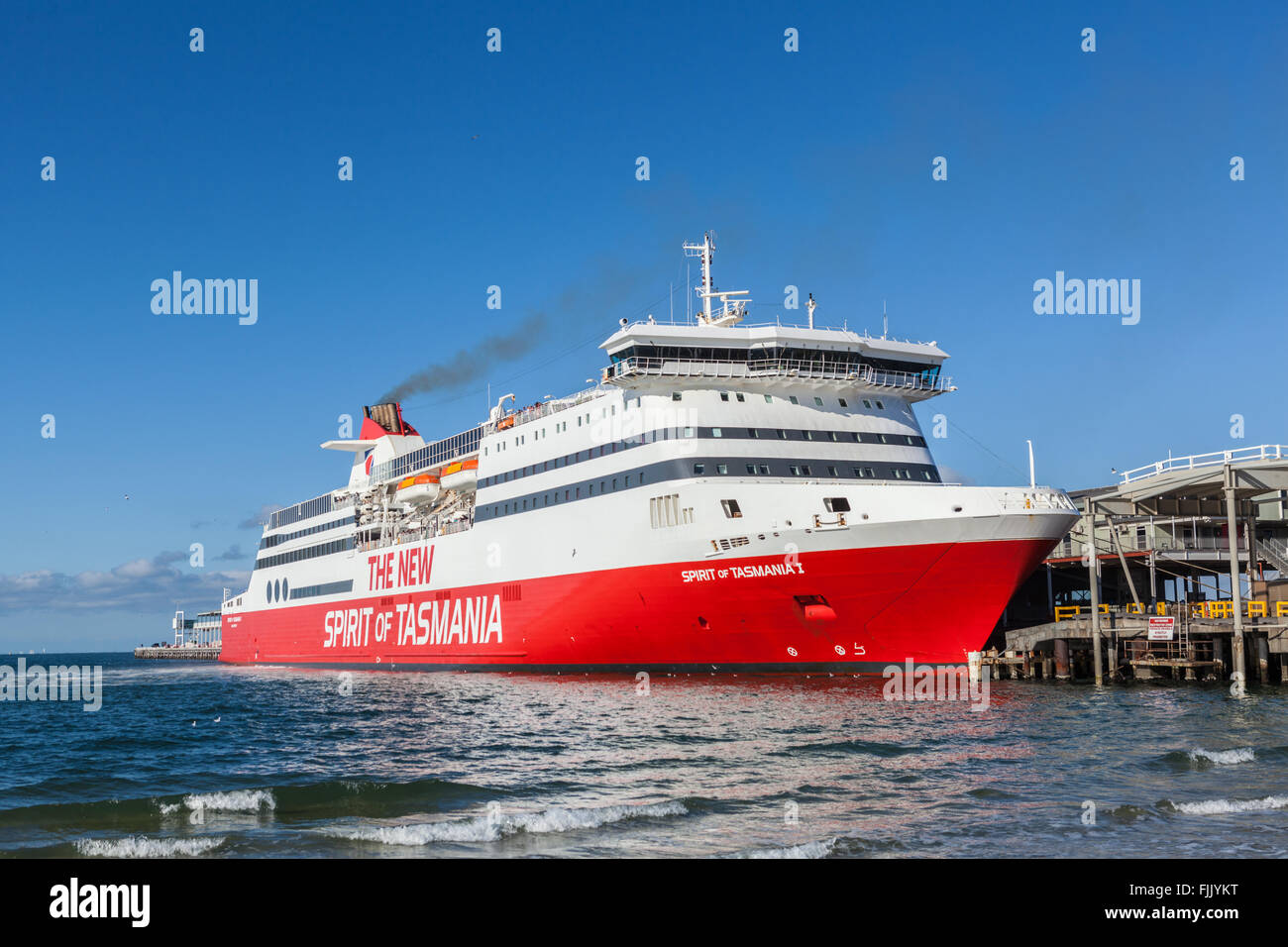 The New Spirit of Tasmania ship berthed at Port Melbourne Stock Photo
