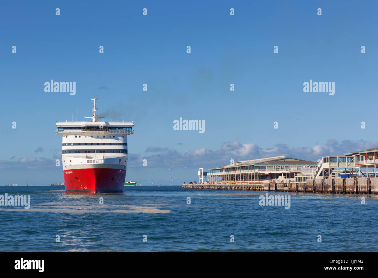 The New Spirit of Tasmania ship departing from Port Melbourne on its way to Devonport, Tasmania Stock Photo