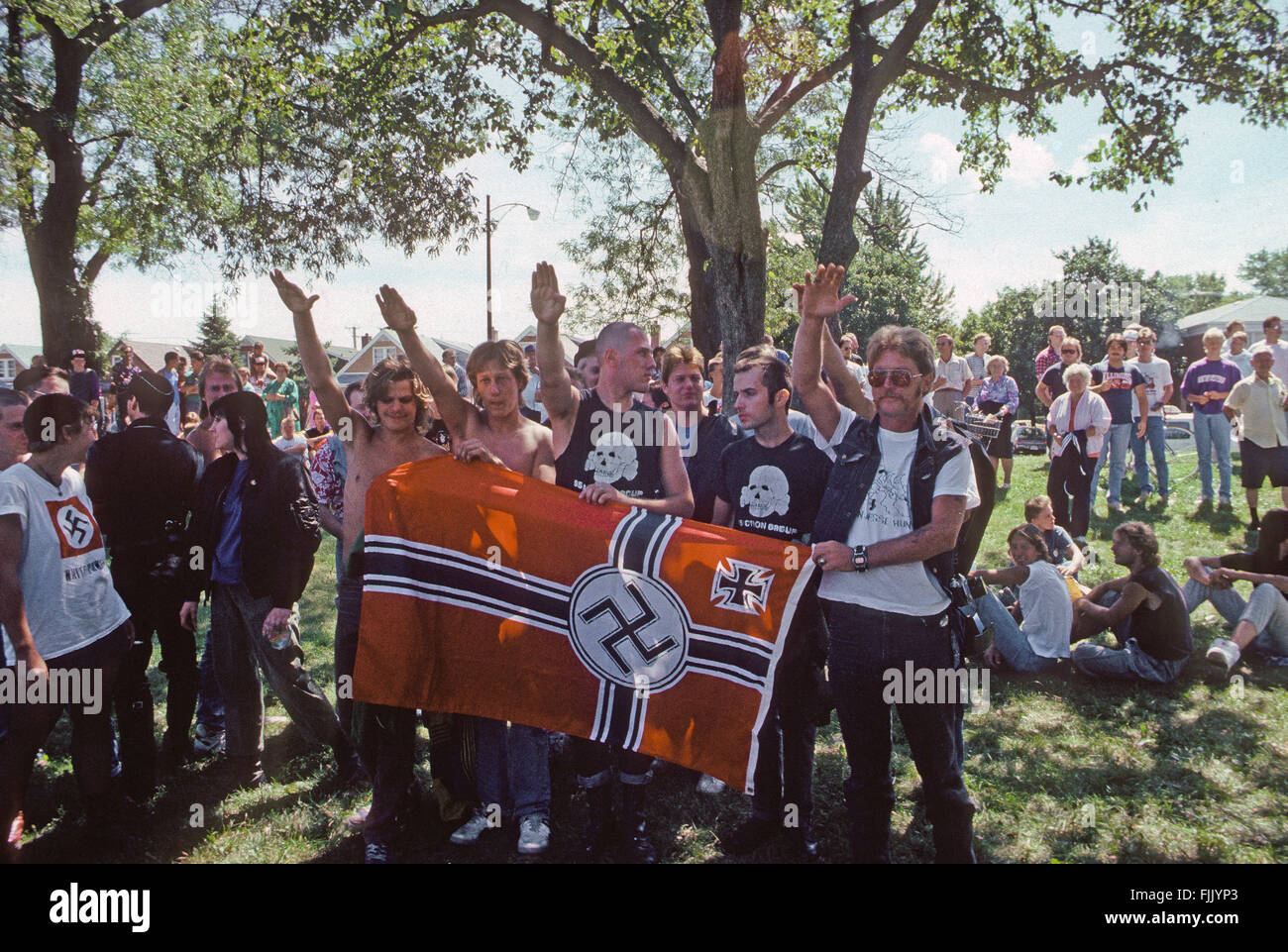 Chicago, Illinois, September,1988 KKK and Nazis Rally in Marquette Park Chicago.  Credit: Mark Reinstein Stock Photo