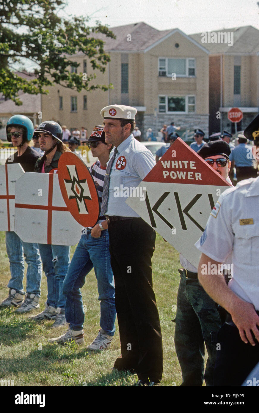 Chicago, Illinois, USA,  September. 1988 KKK and Nazis Rally in Marquette Park Chicago.  Credit: Mark Reinstein Stock Photo