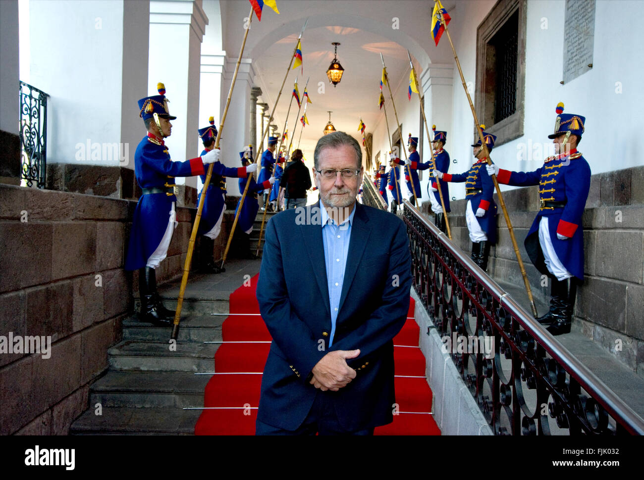 Travel journalist Peter Greenberg at the Presidential residence in Quito, Ecuador Stock Photo