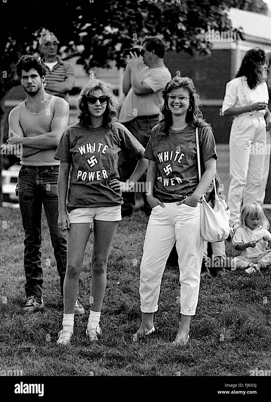 Chicago, Illinois, USA, September, 1986 KKK and White Power rally in Marquette Park. Credit: Mark Reinstein Stock Photo