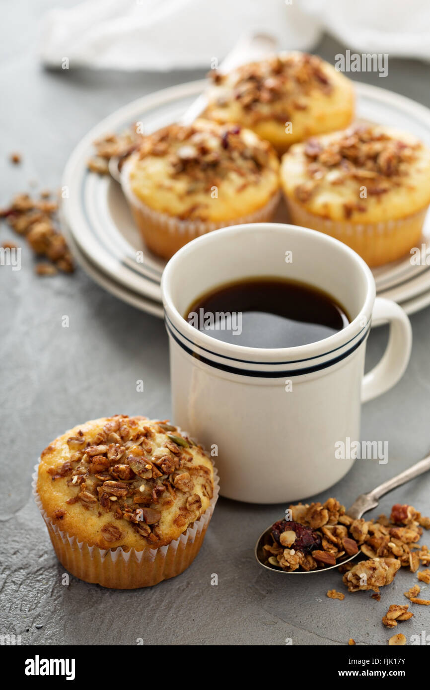 Homemade granola muffins for breakfast Stock Photo