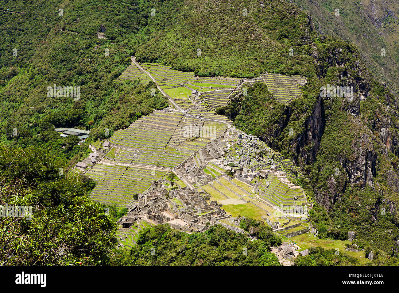 Machu Picchu from Huayna Picchu World Heritage Site Stock Photo