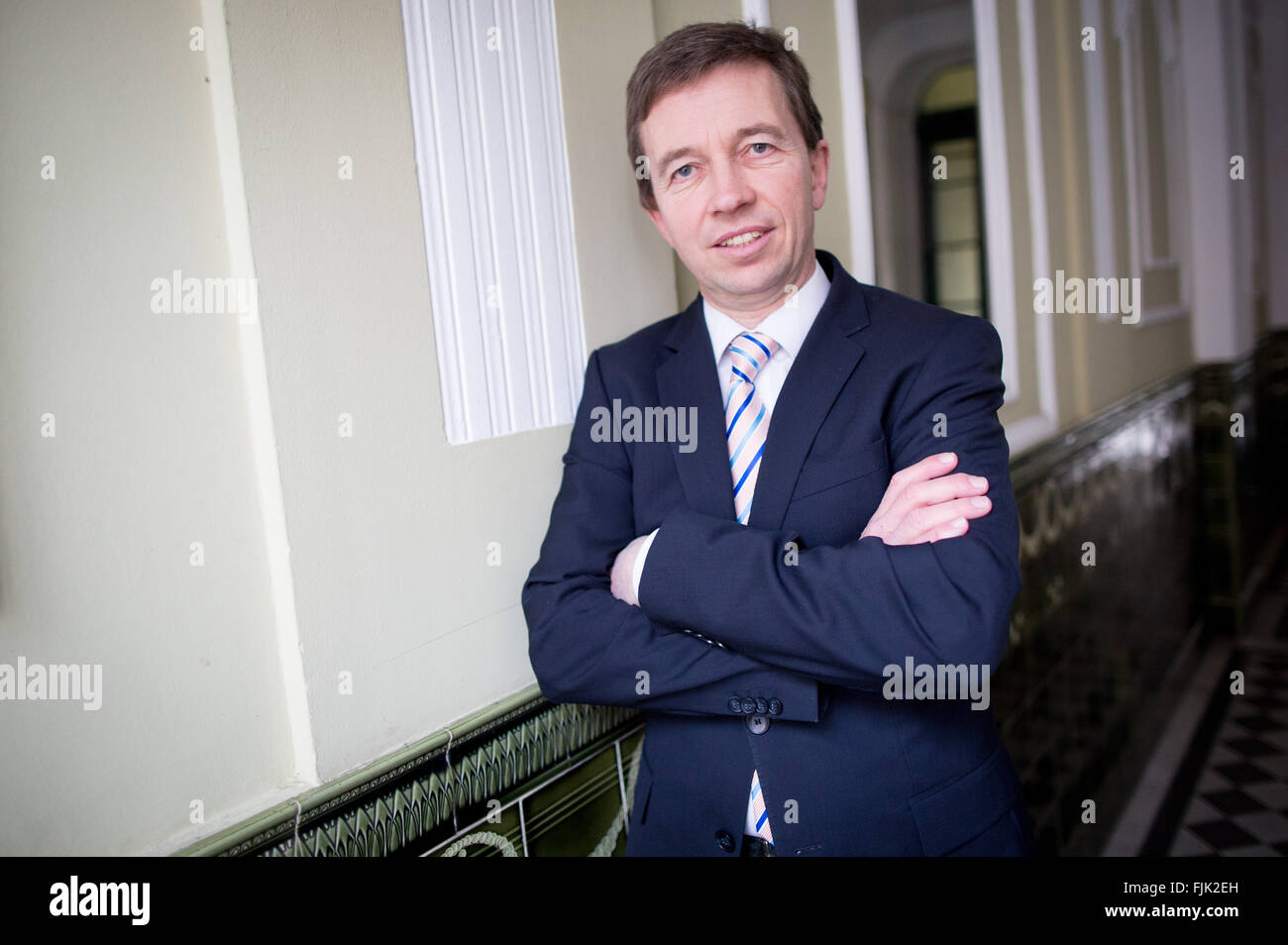 Bernd Lucke, party leader of Alfa - Allianz fuer Fortschritt und Aufbruch (lit. Alliance for Progress and Renewal) pictured after an interview with the German press agency, dpa, in Berlin, Germany, 26 February 2016. PHOTO: KAY NIETFELD/DPA Stock Photo