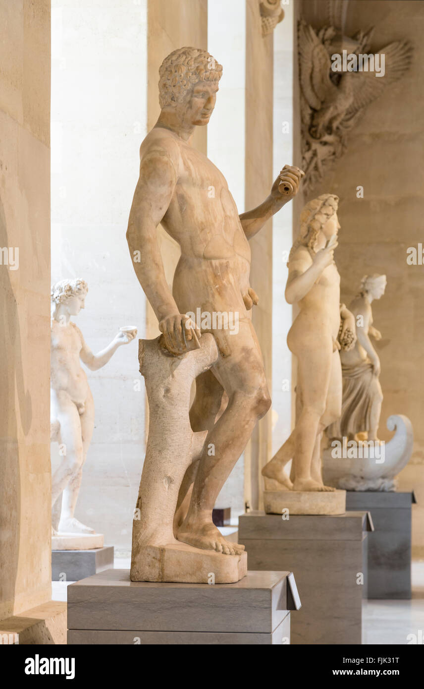 Ancient Greek, Roman & Etruscan sculptures at the Louvre Museum, Paris, France Stock Photo