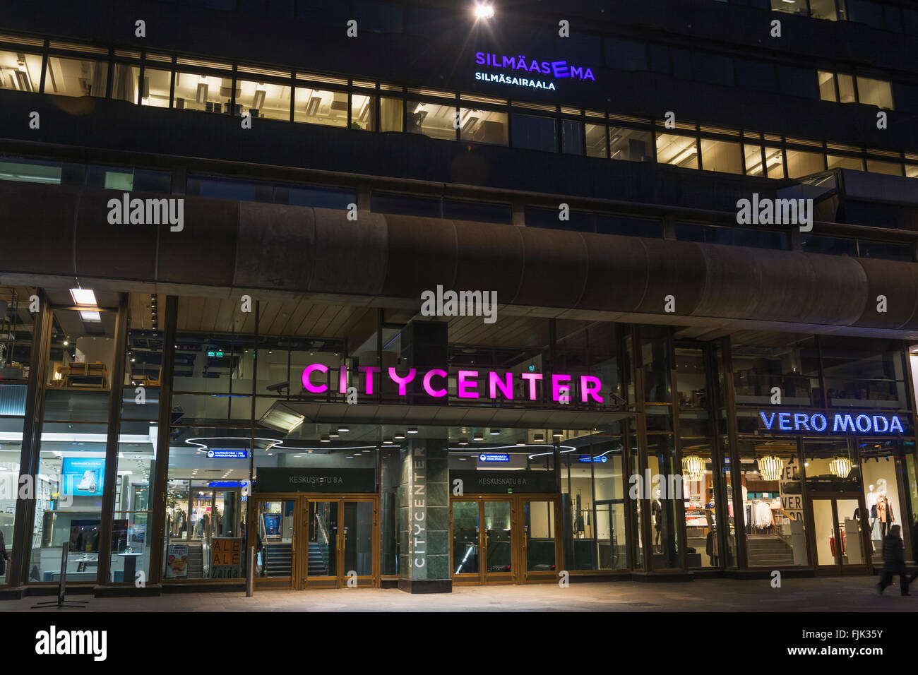 Citycenter at night in Helsinki Finland Stock Photo - Alamy