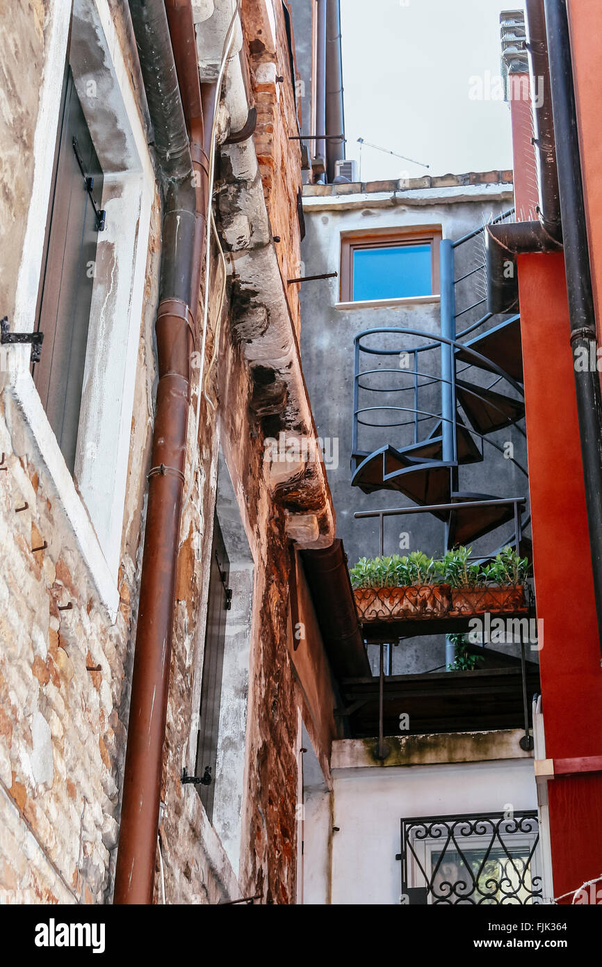 Spiral exterior staircase in Venice Italy Stock Photo Alamy