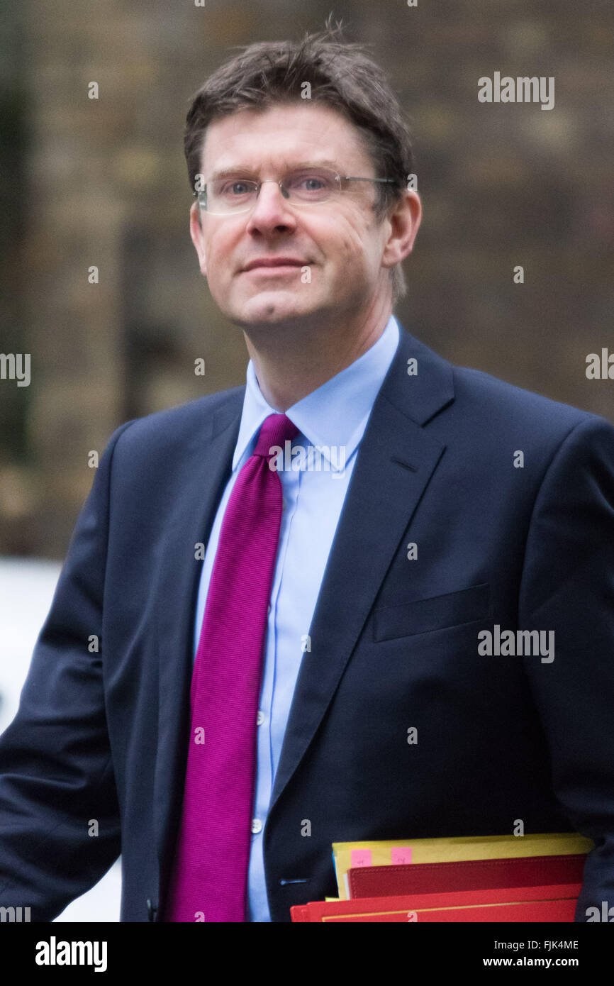 March 2nd 2016. Communities Secretary Greg Clark arrives for the weekly cabinet meeting at 10 Downing Street, London. Stock Photo