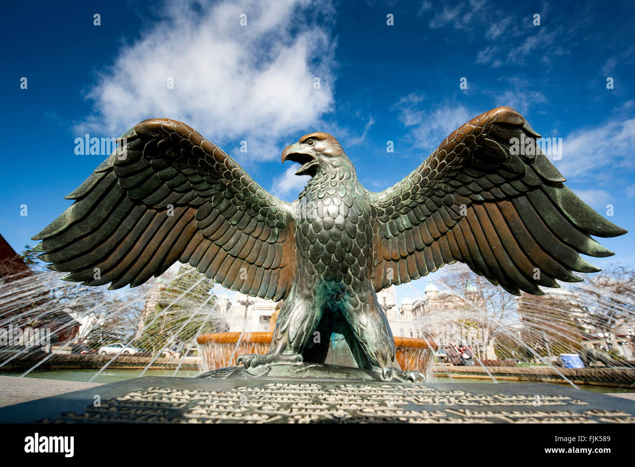 Bronze Eagle Statue at Victoria Centennial Fountain British Columbia Parliament Building