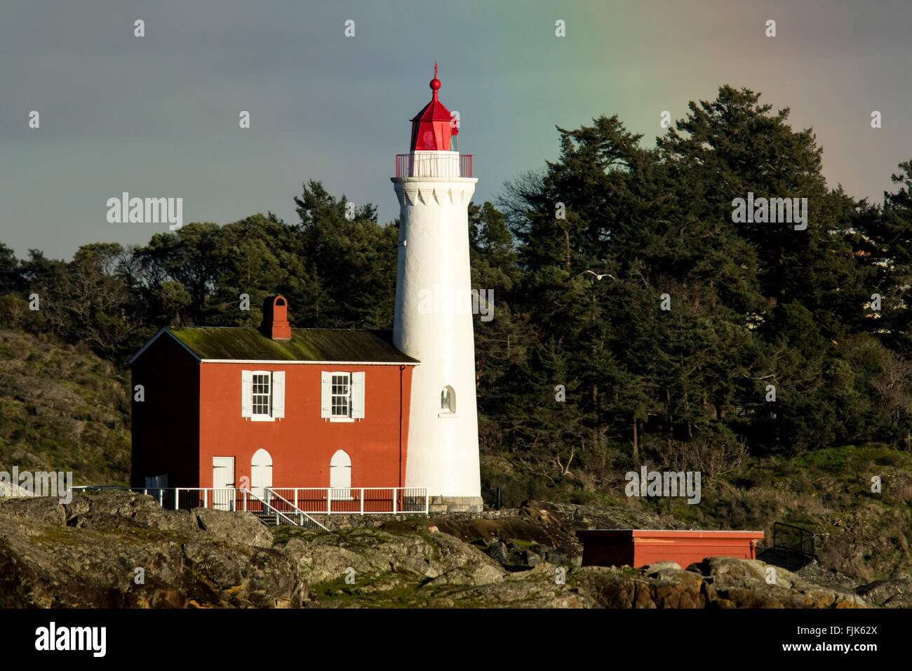 Fisgard Lighthouse - Victoria, Vancouver Island, British Columbia, Canada Stock Photo