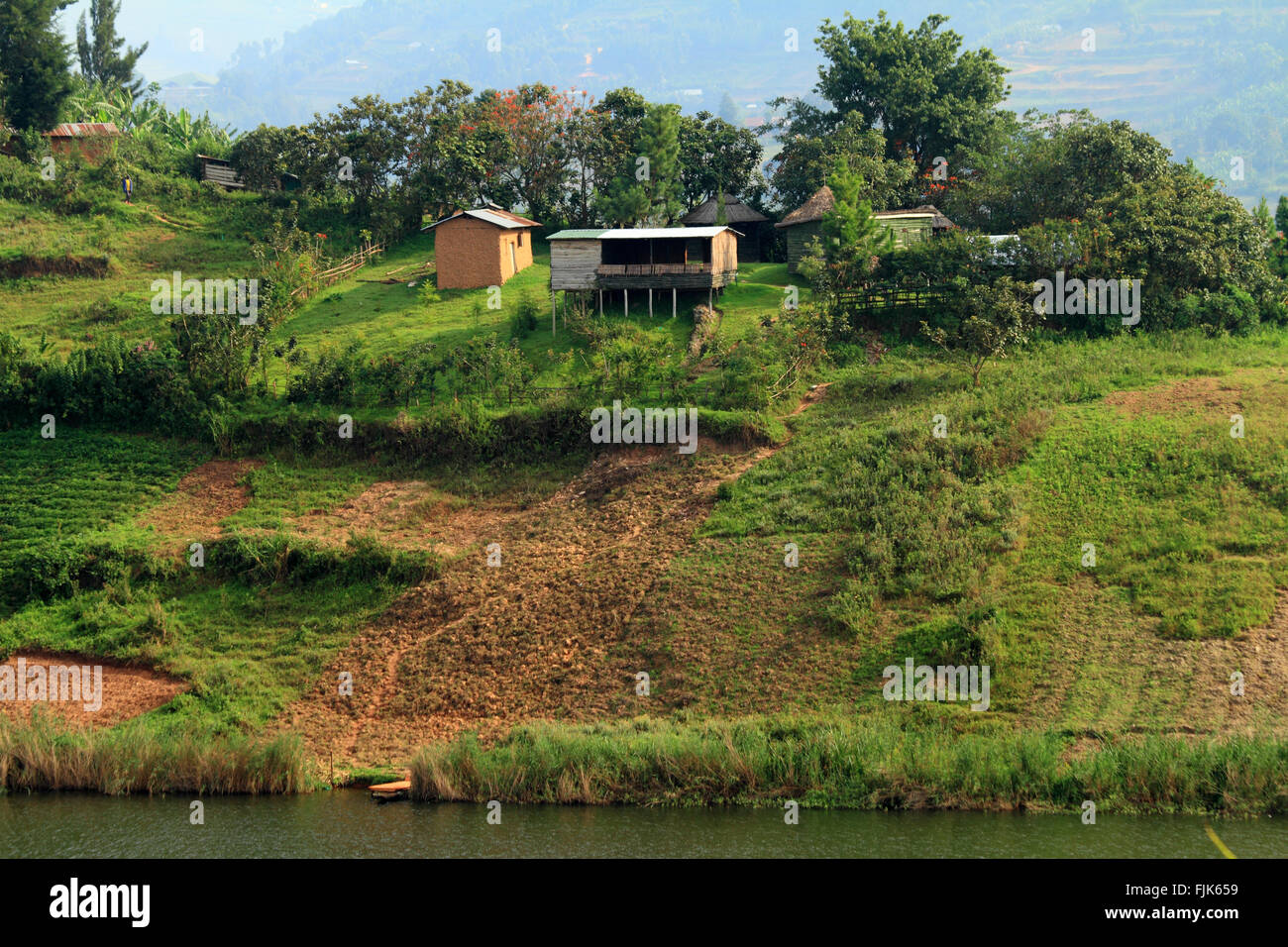 A small rural farm located on Lake Bunyoni in Uganda. Stock Photo