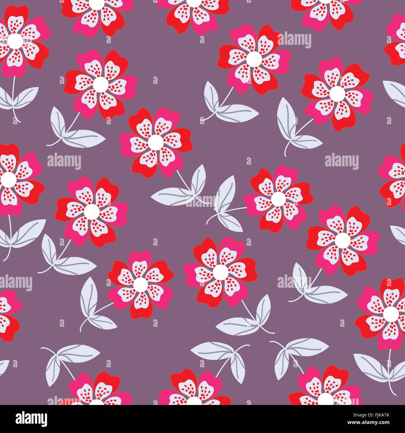 Seamless floral pattern with pretty red flowers for fabric design ...