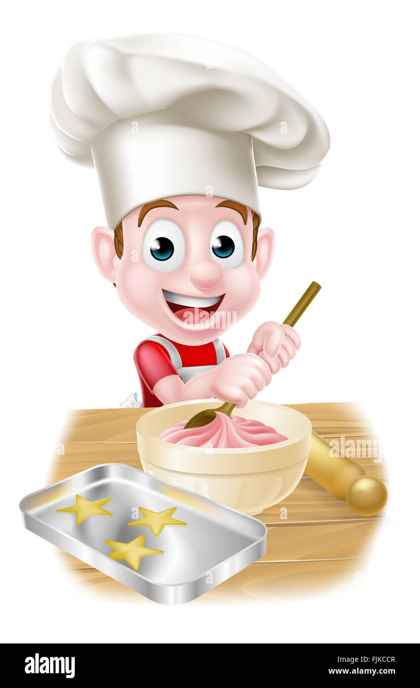 A happy boy baker in chefs hat stirring a bowl of cake mix with a wooden spoon Stock Photo - Alamy A happy boy baker in chefs hat stirring a bowl of cake mix with a wooden spoon Stock Photo - Alamy
