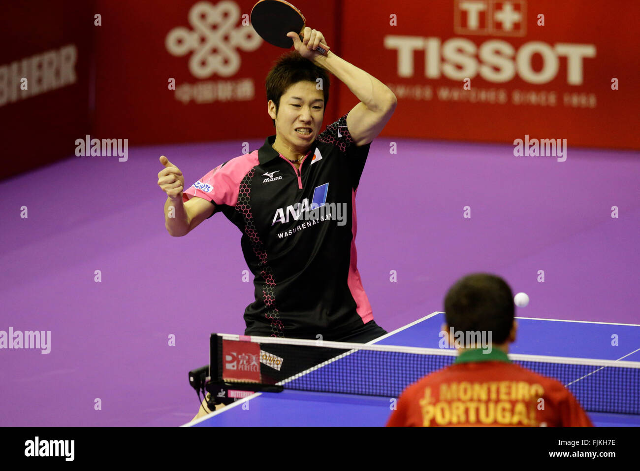 Kenji Matsudaira (JPN), MARCH 27, 2012 - Table Tennis : Kenji Matsudaira of  Japan in action during the LIEBHERR Table Tennis Team World Cup 2012  Championship division group B mens team match