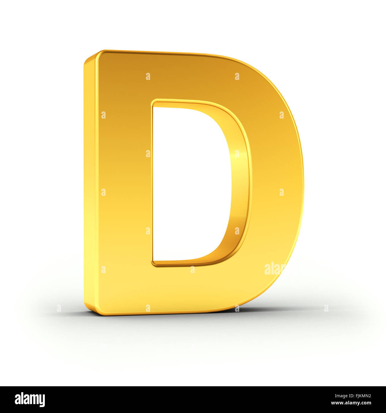 The Letter D as a polished golden object Stock Photo