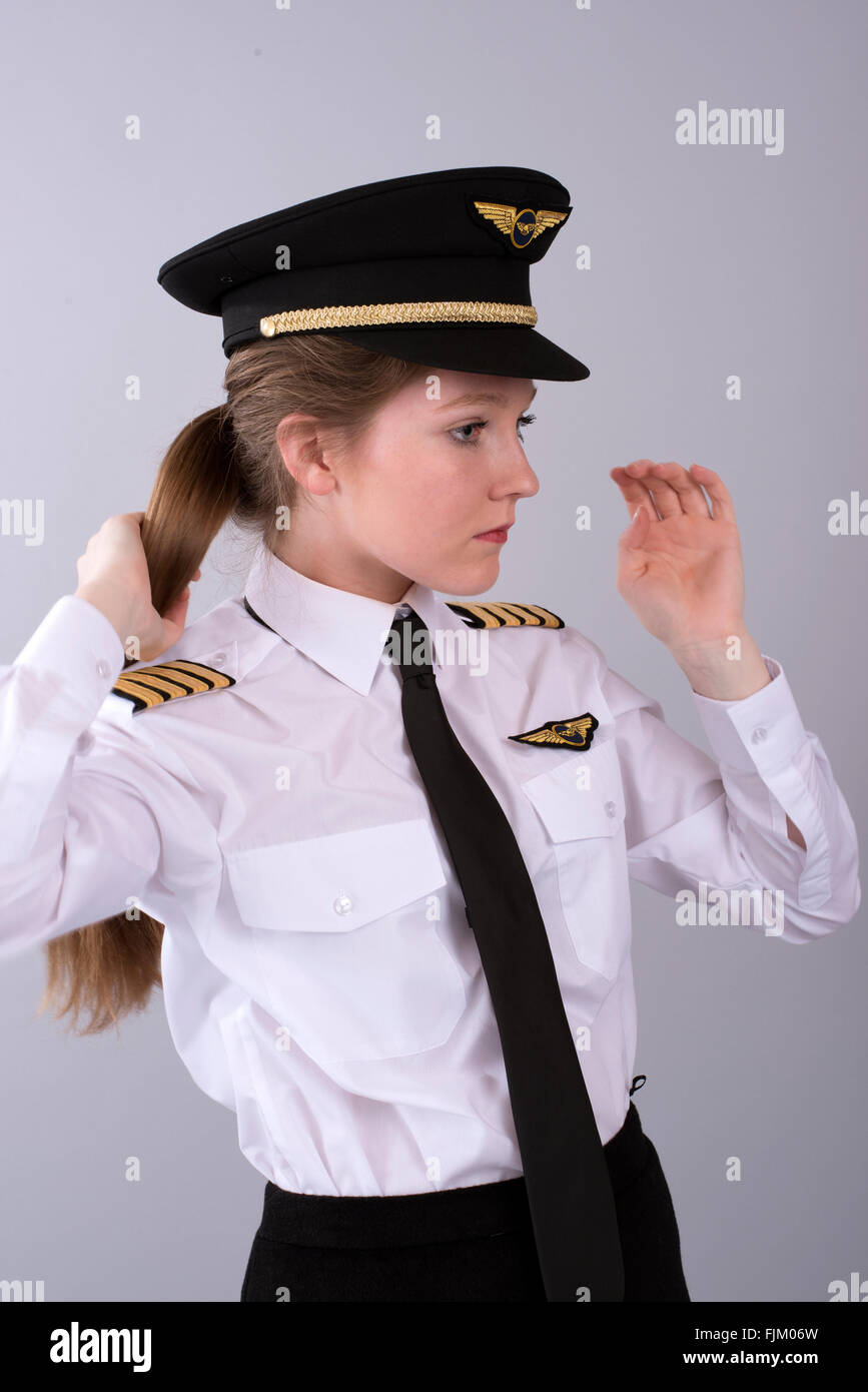 Female pilot uniform hi-res stock photography and images - Alamy