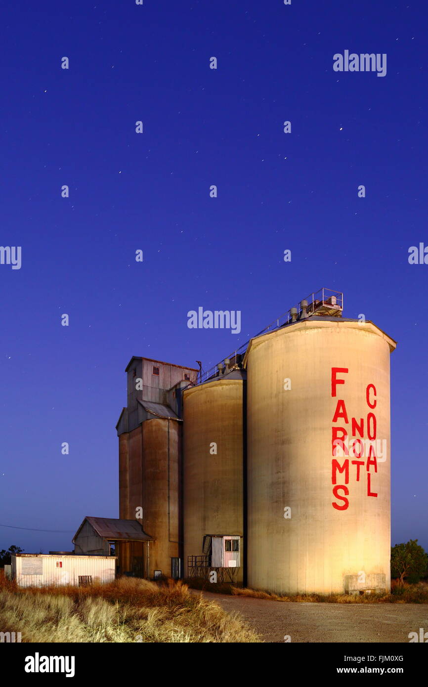 Local farmers painted a protest on the side of a grain silo in Breeza