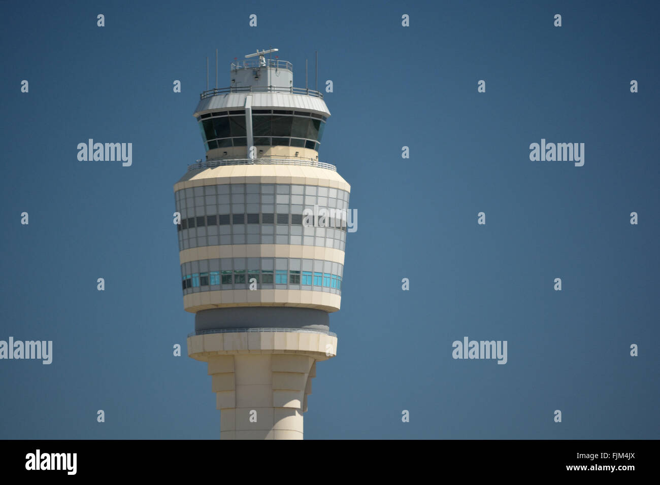 Air Traffic Control Tower with Clear Skies Stock Photo