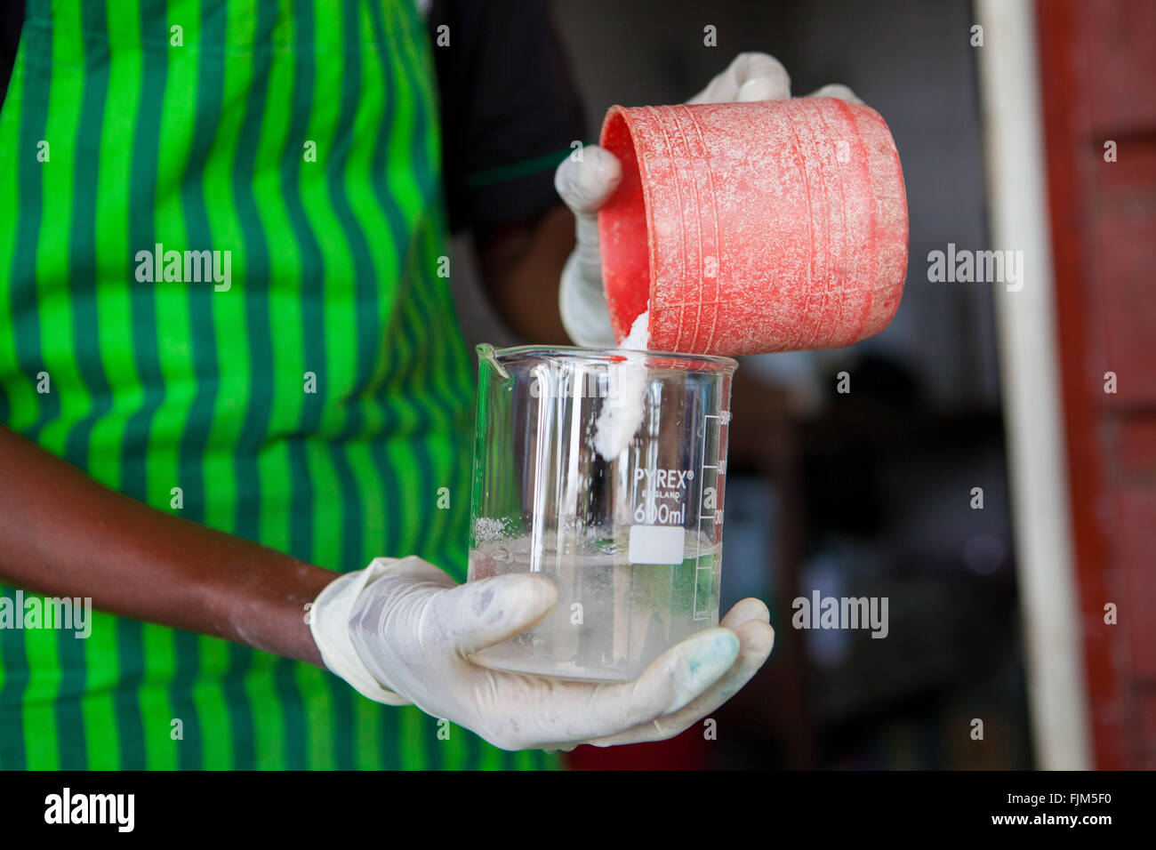 A female business women making soap, Tanzania. Stock Photo