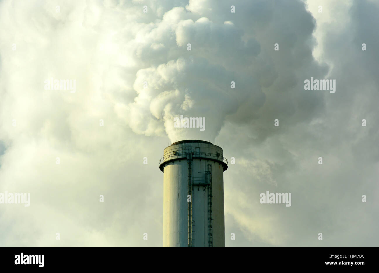 Coal Fossil Fuel Power Plant Smokestack Emits Carbon Dioxide Pollution Stock Photo