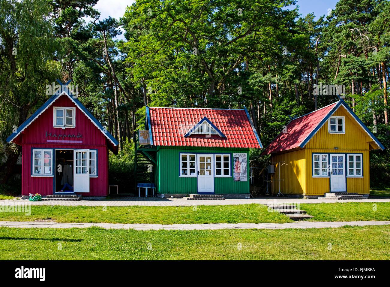 geography / travel, Lithuania, Nida, houses in Nida, Curonian Spit, Curonian barrier lagoon, Additional-Rights-Clearance-Info-Not-Available Stock Photo