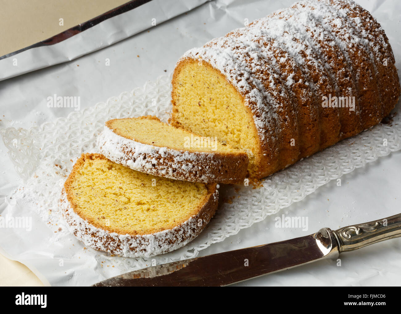 Dolce Varese, made with corn flour and ground almonds, typical cake from Varese, Lombardy, Italy Stock Photo