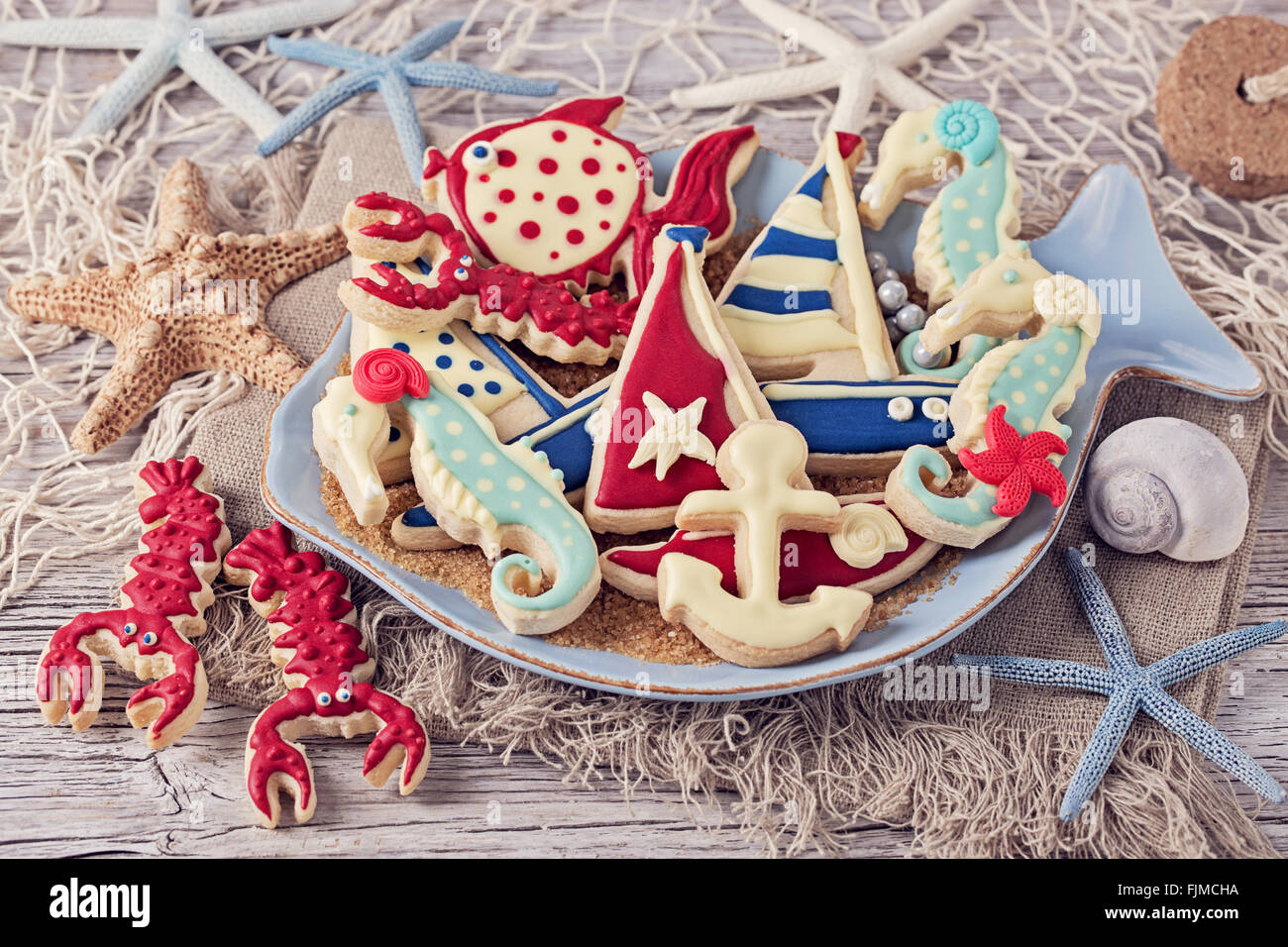 Cookies for a marine party Stock Photo