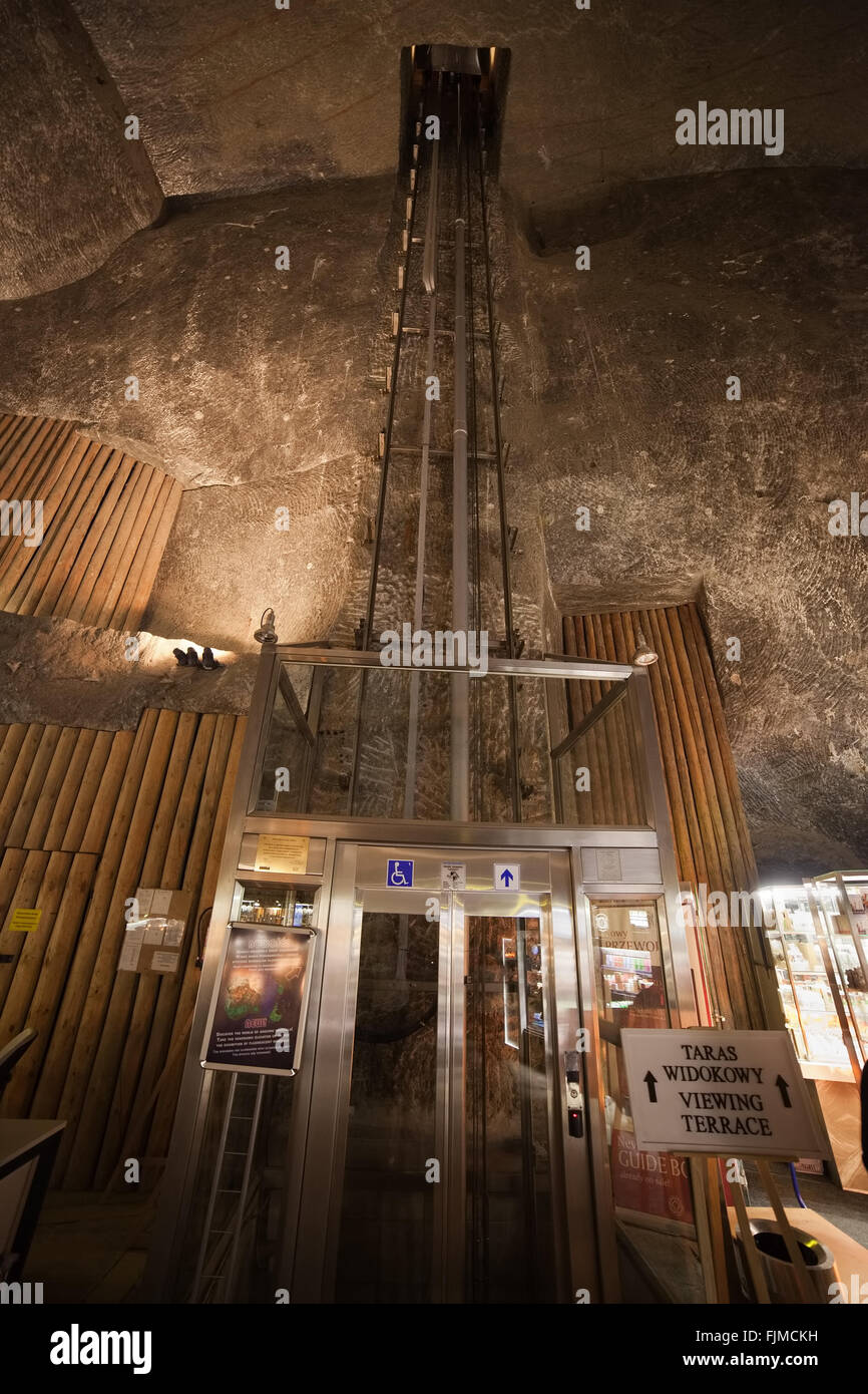 Europe, Poland, lift to viewing terrace in Stanislaw Staszic Chamber in