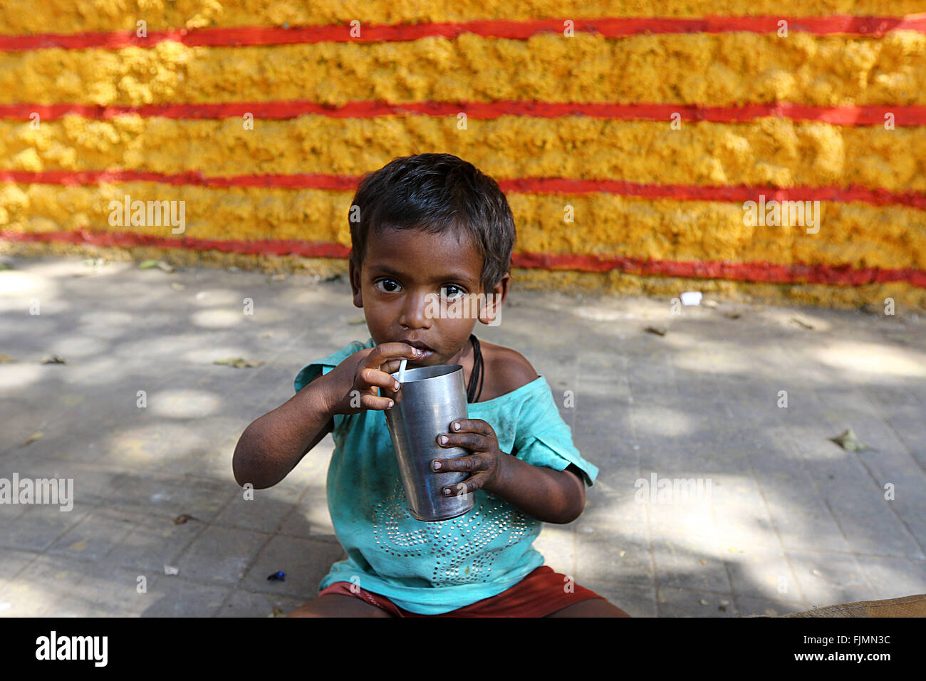 India, 19 February 2016. Street Children in Kolkata. Photo by Palash Khan Stock Photo