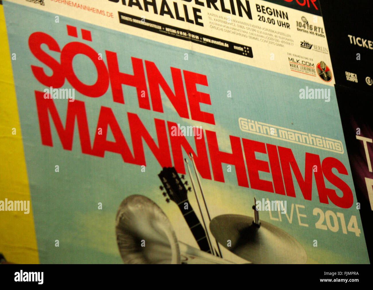 Vorankuendigung fuer ein Konzert der Band 'Soehne Mannheims', Berlin. Stock Photo