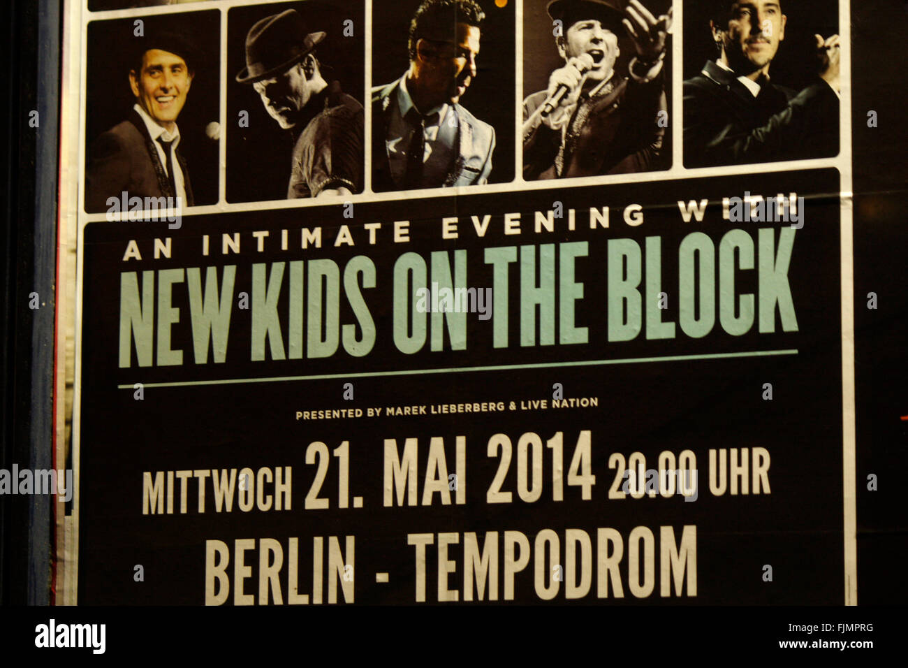 Vorankuendigung fuer ein Konzert der Band 'New Kids on the Block', Berlin. Stock Photo